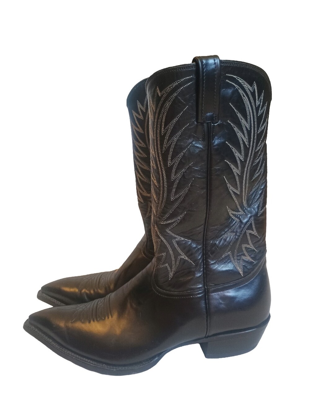 Vtg Nocona Black Leather Western Cowboy Boots made in USA Men Size:12EE